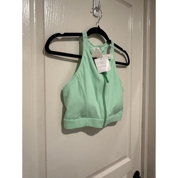 Fabletics Zip-Front Racerback Swim Top (Size M) -Sugared Lime/Hyper Turf - Picture 11 of 12